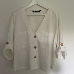 Zara Women's White Boxy Blouse